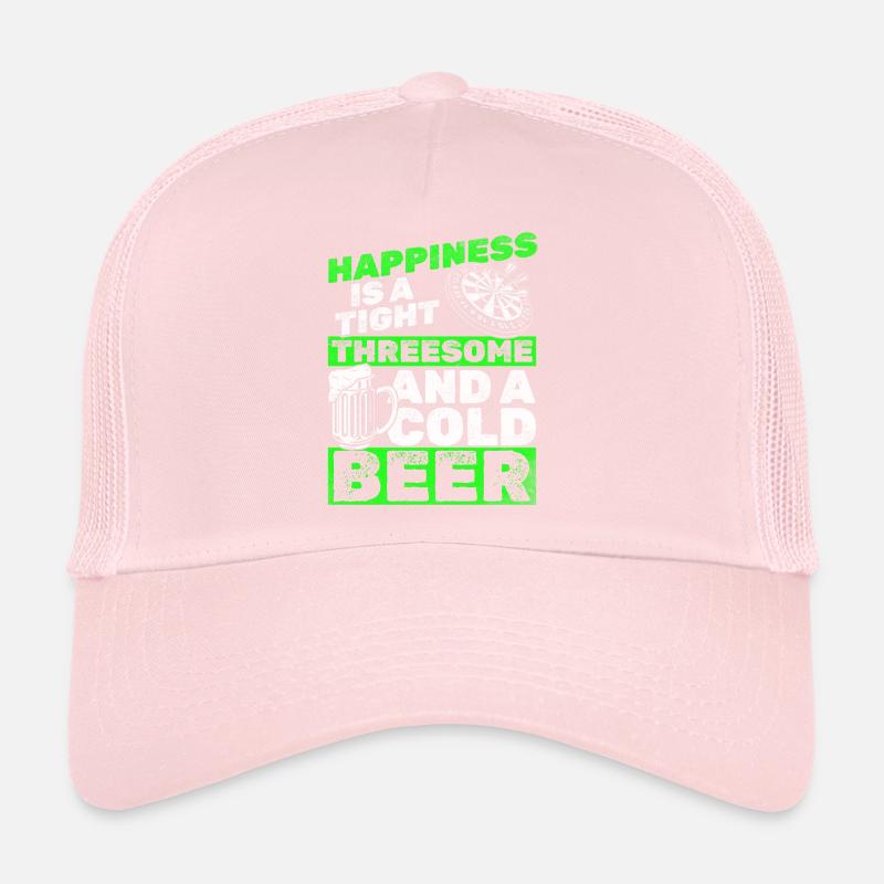 Happiness is a close threesome and a cold one Trucker Cap