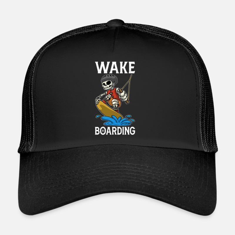 Wakeboarder Skelett auf dem Wakeboarden - Trucker Cap - Schwarz/Schwarz
