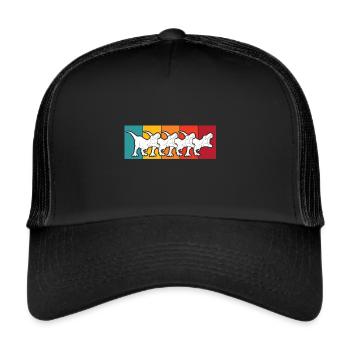 T-Rex Retro Dinos Cretaceous Dinosaurs - Trucker Cap - black/black - Front