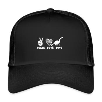 Peace Love and Dinos Cretaceous Dinosaurs - Trucker Cap - black/black - Front