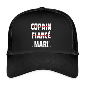 Copain fiancé mari EVG mariage Humour - Casquette trucker  - noir/noir - Devant