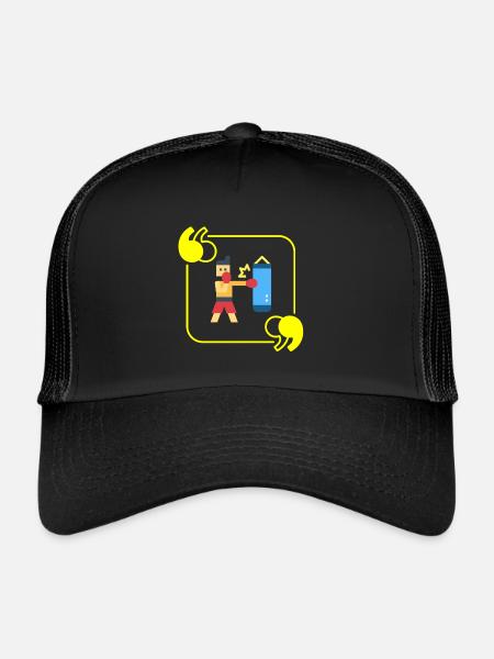 Boxing pixel - boxer gift idea - Trucker Cap - black/black - Front