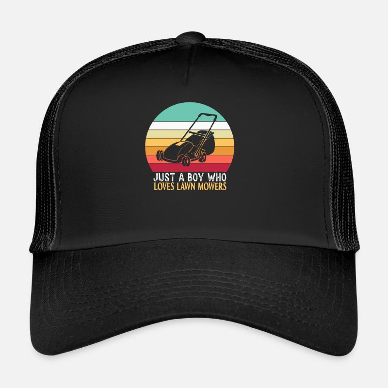 Nur Ein Junge Der Rasenmäher Liebt Rasenmähen Gras - Trucker Cap - Schwarz/Schwarz