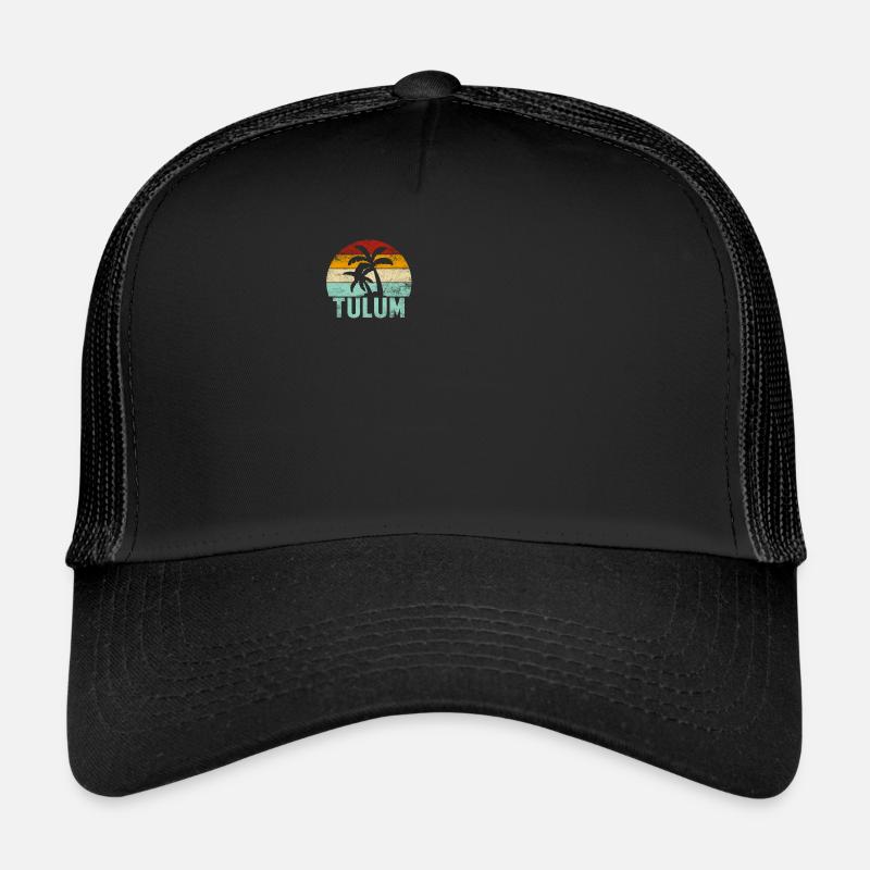 Tulum Souvenir Palmen Sommer Sonne Meer Strand - Trucker Cap - Schwarz/Schwarz