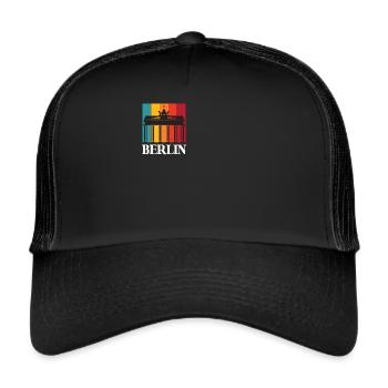 Berlin Retro Brandenburg Gate Allemagne - Casquette trucker  - noir/noir - Devant