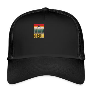 Berlin Brandenburg Gate Retro German - Trucker Cap - black/black - Front