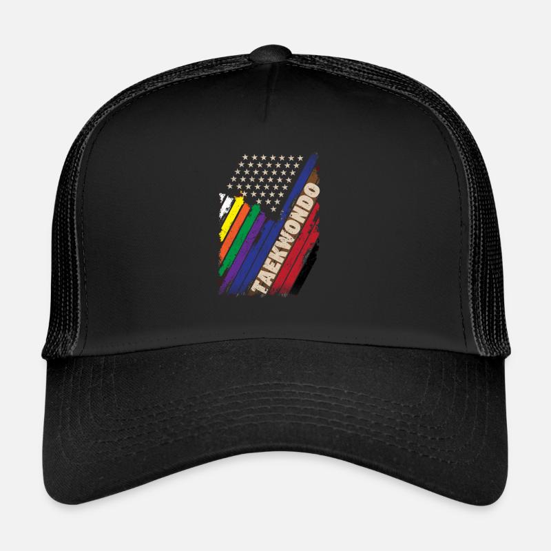 American Flag White Black Belt Colors Trucker Cap