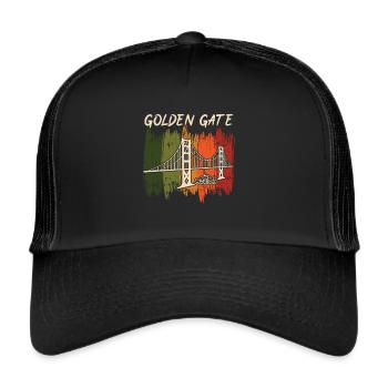 Golden Gate Retro Bridge San Francisco California - Trucker Cap - black/black - Front