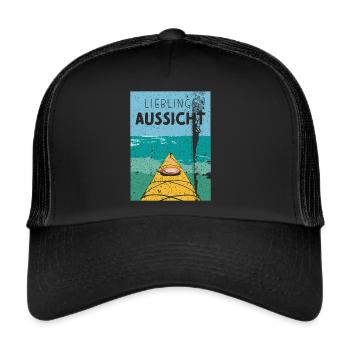 Kajak Kayak Kayakfahrer Ruderer Wassersport - Trucker Cap - Schwarz/Schwarz - Vorne