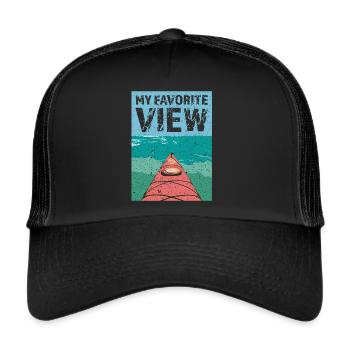 Kajak Kayak Kayakfahrer Rudern Ruderer Geschenk - Trucker Cap - Schwarz/Schwarz - Vorne