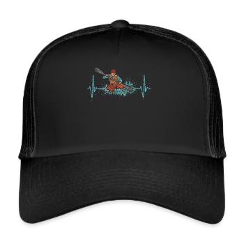 Kayak Kayak Canoeing White Water Heartbeat - Trucker Cap - black/black - Front