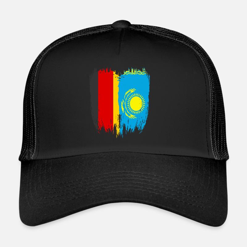Deutschland Flagge Kasachstan - Trucker Cap - Schwarz/Schwarz