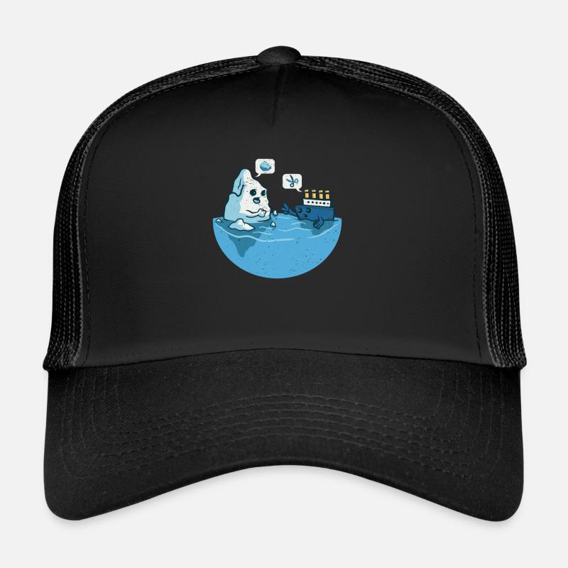Eisberg Schiff Stein Schere Papier Sarkastisch Trucker Cap