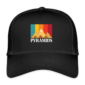 Pyramids Giza Egypt Retro Sphinx - Trucker Cap - black/black - Front