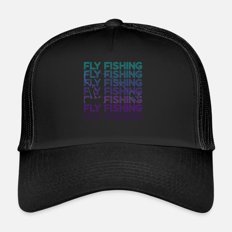 Fliegenfischen Retro Geschenk - Trucker Cap - Schwarz/Schwarz