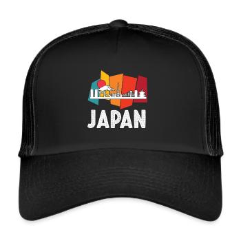 Japon Skyline Tokyo Mountains Asie - Casquette trucker  - noir/noir - Devant