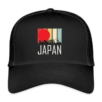 Japan Skyline Tokio Tempel Sunrise - Trucker Cap - Schwarz/Schwarz - Vorne