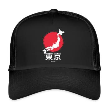 Asie japonaise Tourisme Tokyo Japon - Casquette trucker  - noir/noir - Devant