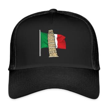 Italy flag with leaning tower of Pisa - Trucker Cap - black/black - Front