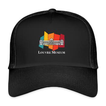 Louvre Museum Paris Retro Skyline Frankreich Kunst - Trucker Cap - Schwarz/Schwarz - Vorne