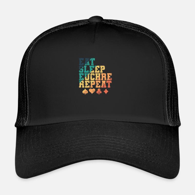 Manger dormir Euchre Répéter les cartes de jeu de cartes Casquette trucker 