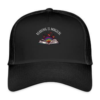 Reading Books Book Lovers Bookworm Library - Trucker Cap - black/black - Front