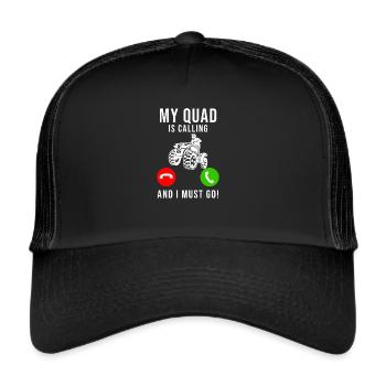 Quad ATV Offroad Spruch Lustig Quad Geschenk - Trucker Cap - Schwarz/Schwarz - Vorne