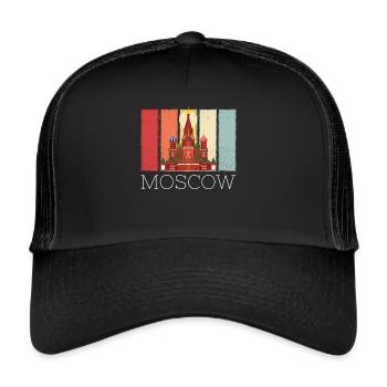 Moskau Basilius Kathedrale Russland Retro - Trucker Cap - Schwarz/Schwarz - Vorne