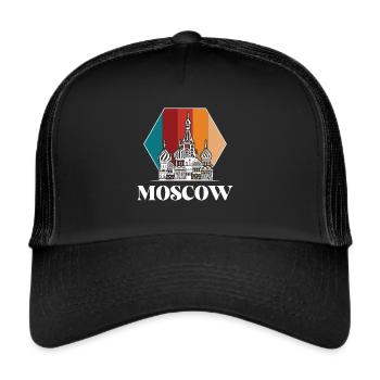 Basilius Kathedrale Moskau Russland Retro - Trucker Cap - Schwarz/Schwarz - Vorne
