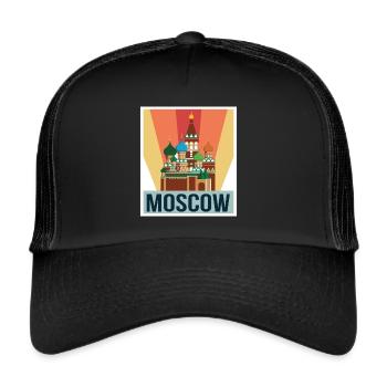 Cathédrale de Moscou Basile Rétro Chrétiens Russie - Casquette trucker  - noir/noir - Devant
