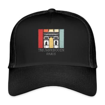 Français rétro de l’Arc de Triomphe de Paris - Casquette trucker  - noir/noir - Devant