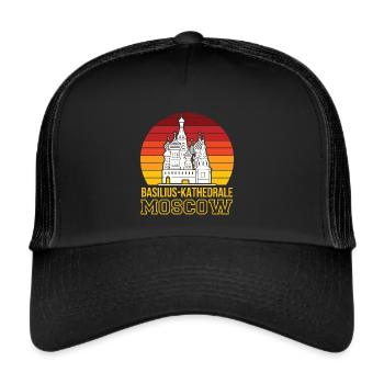 Basilius Kathedrale Moskau Christ Russland - Trucker Cap - Schwarz/Schwarz - Vorne