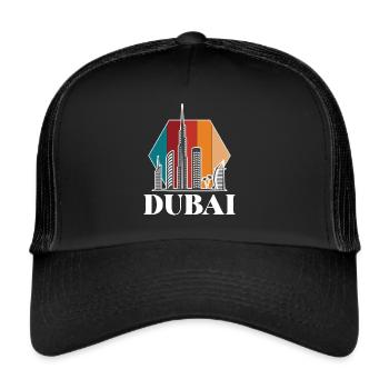 Dubai Skyline Burj Khalifa Emirates Rétro EAU - Casquette trucker  - noir/noir - Devant