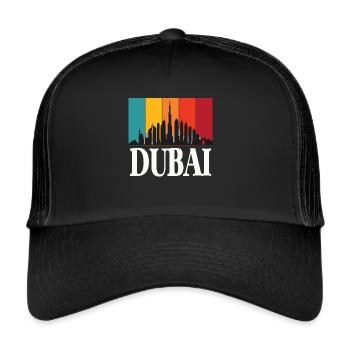 Skyline Dubai Burj Khalifa Emirates Rétro EAU - Casquette trucker  - noir/noir - Devant