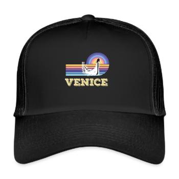 Venise Italie Sea City Bateau Romantique - Casquette trucker  - noir/noir - Devant
