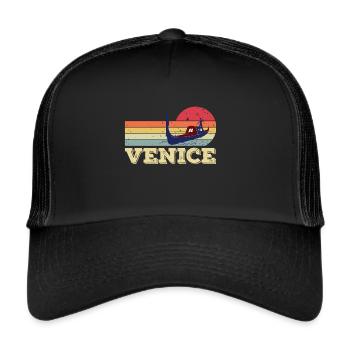Venise Grand Canal Gondole Italie Romance - Casquette trucker  - noir/noir - Devant