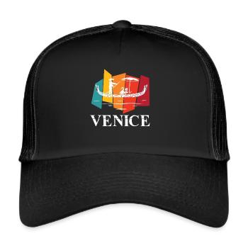 Venise Rétro Canal Grande Italie Romance - Casquette trucker  - noir/noir - Devant