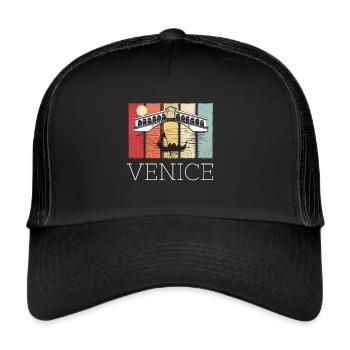 Italie Pont de Venise Grand Canal Télécabine - Casquette trucker  - noir/noir - Devant