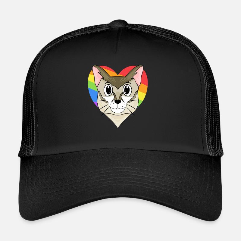 Chat Singapura - Rainbow Heart Casquette trucker 