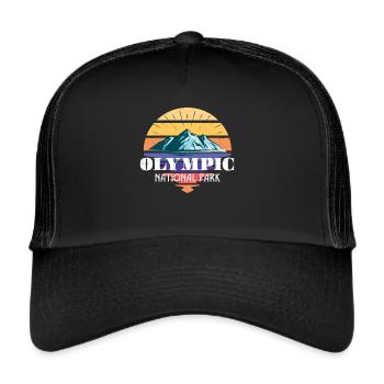 Olymp Nationalpark Gebirge Washington Wandern - Trucker Cap - Schwarz/Schwarz - Vorne