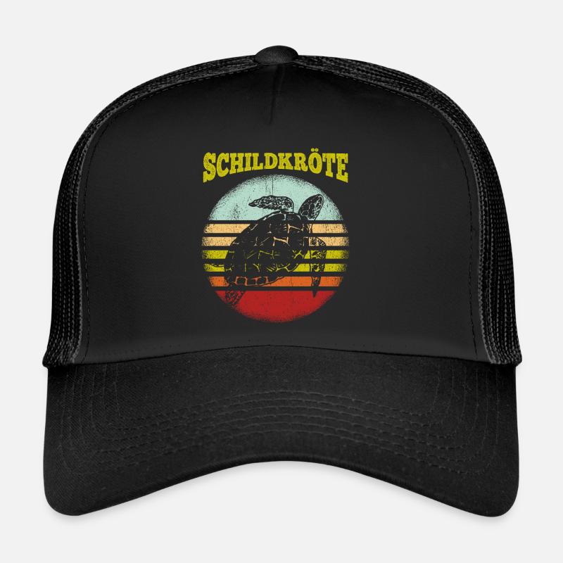 Vintage Schildkröte Meerestiere Geschenk - Trucker Cap - Schwarz/Schwarz