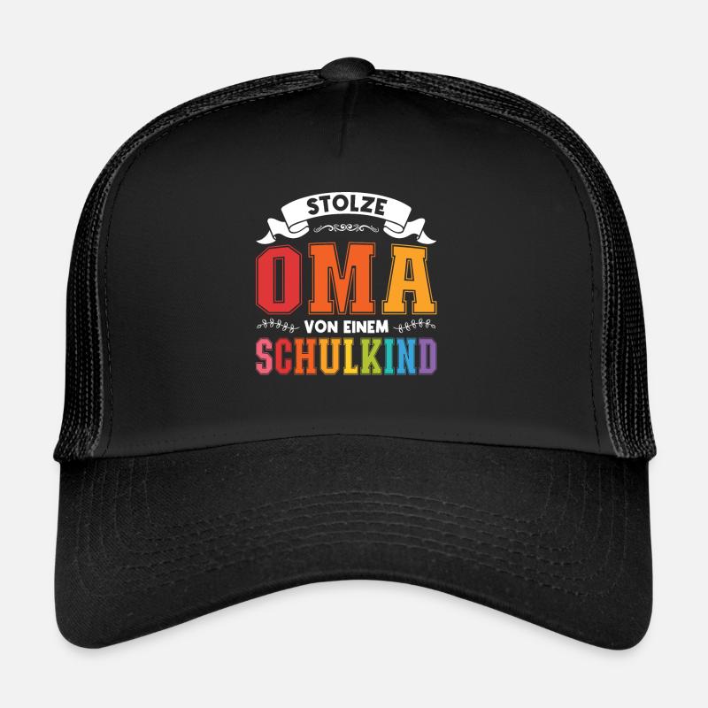 Oma Schulkind Schulanfänger Geschenk - Trucker Cap - Schwarz/Schwarz