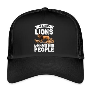 Löwen Liebe Safari Afrika Tour Löwenmähne - Trucker Cap - Schwarz/Schwarz - Vorne
