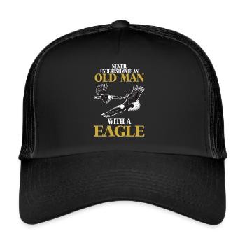 Aigle avec vieil homme Fauconnerie Oiseaux - Casquette trucker  - noir/noir - Devant