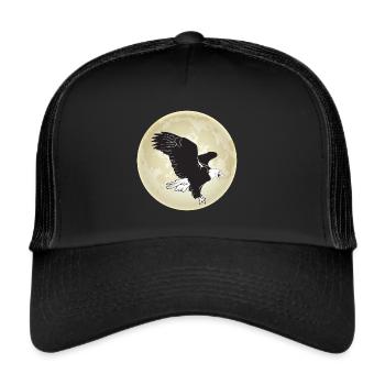 Adler Wildtiere Falknerei Raubvögel Mond - Trucker Cap - Schwarz/Schwarz - Vorne