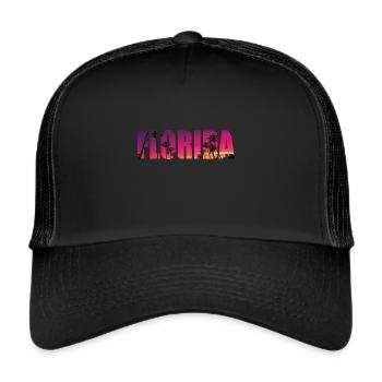 Florida Palmen Strand Sonne Miami - Trucker Cap - Schwarz/Schwarz - Vorne