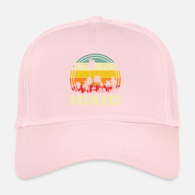 Miami Retro Florida Palmen Skyline Strand Trucker Cap