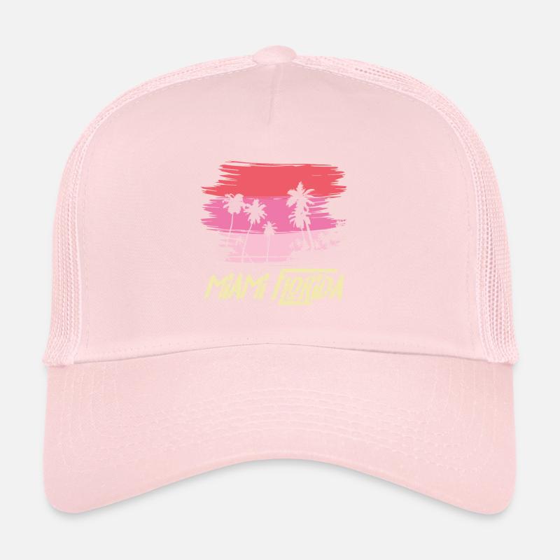 Miami Florida Palm Trees Skyline Beach Sun Trucker Cap