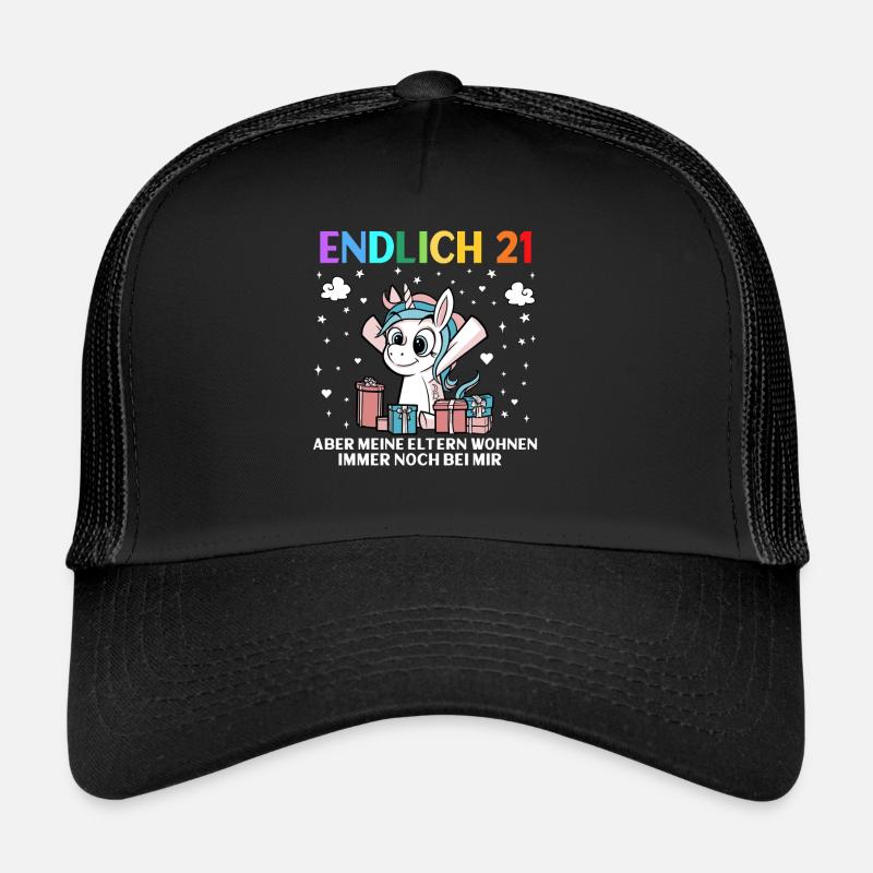 Endlich 21 Meine Eltern Wohnen Immer Noch Bei Mir - Trucker Cap - Schwarz/Schwarz