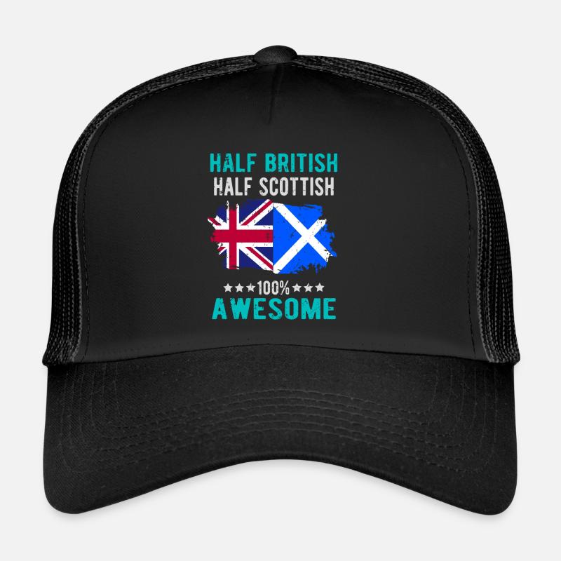 Halb Brite Halb Schotte - Trucker Cap - Schwarz/Schwarz